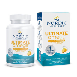 Nordic Naturals Ultimate Omega in Fish Gelatin, Lemon Flavor - 60 Soft Gels - 1280 mg Omega-3 - High-Potency Fish Oil Supplement - EPA & DHA - Promot
