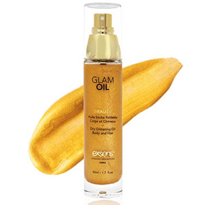 EXSENS Glam Oil, Gold Shimmer Body Luminizer, Hydrate Skin for an Illuminous Glow, Non-Sticky, Eco-Friendly, Vegan, and Cruelty-Free, 50ml (1.7 fl oz
