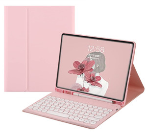 HENGHUI Keyboard Case for iPad mini 7 A17 Pro (2024), iPad mini 7th/6th Generation Case with Cute Round Key Detachable BT Color Keyboard Cover,Pink