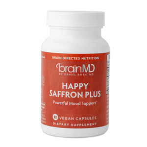 BRAINMD Dr Amen Happy Saffron Plus - 90 Capsules, Pack of 2 - With Saffron Flower Extract, Curcumin & Zinc - Vegan, Gluten Free - 60 Total Servings