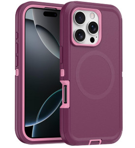 BOCONARRY Magnetic Case for iPhone 16 Pro Max - Compatible With MagSafe, Military-Grade Protective, Heavy Duty Phone Case 6.9 Inch - Burgundy