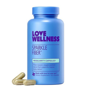 Love Wellness Sparkle Fiber | Fiber Supplement with Digestive Enzymes | Greens Superfood Powder & Psyllium Husk Powder | Promotes Gut Health for Wome