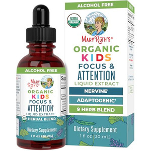 MaryRuth Organics Kids Focus & Attention Drops | USDA Organic Drops | Ginkgo Biloba | Rhodiola Root & Licorice Root | Adaptogenic | Calm | Vegan | No