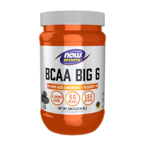 NOW Foods Sports Nutrition, BCAA (Branched Chain Amino Acids) Big 6, Grape Flavor, 600 Grams