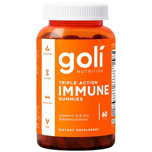 Goli Triple Action Immune Gummies with Vitamin C, D, Zinc - Elderberry Extract, Echinacea, Turmeric, Ginger - Vegan, Non-GMO, Gluten-Free