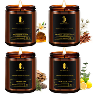 Scented Candles Set, Soy Candles for Home Scented, 4 Pack 28oz Valentine's Day Candle Gifts for Men Women, Scents of Magnolia & Sandalwood/Moroccan A