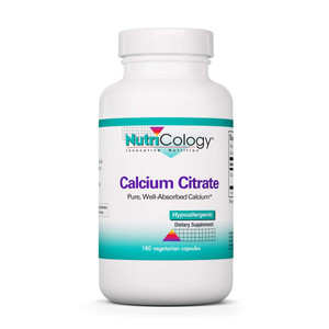 Nutricology Calcium Citrate - Pure Calcium, Bone Strength, Well-Absorbed, 150mg Supplement, Vegetarian Capsules - 180 Count