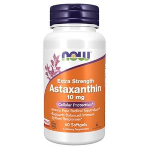 NOW Foods Supplements, Astaxanthin 10mg, Extra Strength,derived from Non-GMO Haematococcus Pluvialis Microalgae and has naturally occurring Lutein, C