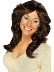 Smiffys 70's Flick Wig - Brown