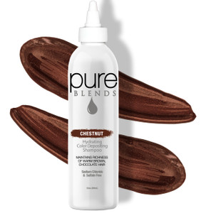 Pure Blends Chestnut Hydrating Color Depositing Shampoo for Color Treated Hair, 8.5 Oz - Semi Permanent Hair Dye Prevents Color Fade, Extends Color S