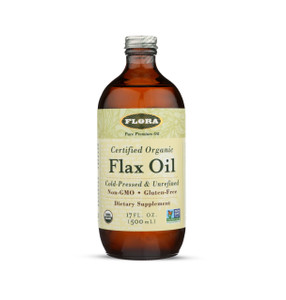 Flora Certified Organic Flax Seed Oil - Cold Pressed & Unrefined - Non-GMO, Gluten-Free, Kosher Omega Flax Oil Blend - Essential Fatty Acids for Well