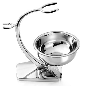 GRUTTI Shaving Bowl and Stand Set with Magnetic Base - 304 Steel Bowl & Chrome-Plated Alloy Stand, All-in-One Storage, Fits Most Razors & Brushes (Bo