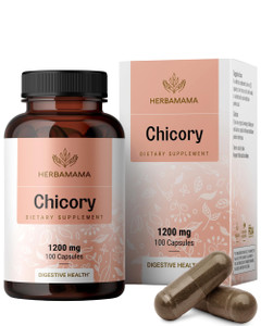 HERBAMAMA Chicory Root Fiber Capsules - 1200mg Chicory Root Powder for Gut Cleanse & Digestive Support - Vegan, Non-GMO Inulin Prebiotic Fiber Supple