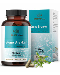 HERBAMAMA Chanca Piedra Stone Breaker Capsules 1200mg - Kidney Stone Breaker, Gallbladder Cleanse & Urinary Tract Support - Vegan, Non-GMO Kidney Sup