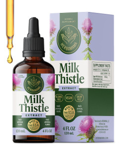 HERBAMAMA Milk Thistle Supplement - Vegan Liver Support with Milk Thistle Extract Tincture - Non-GMO, Alcohol & Sugar-Free Liquid Silymarin Liver Det