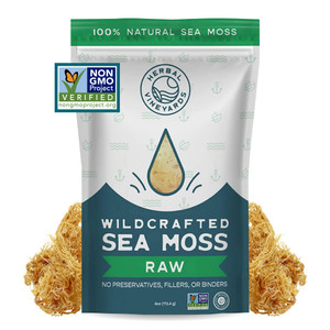 Herbal Vineyards Organic Wildcrafted Gold Raw Sea Moss 4oz - Non-GMO, Nutrient-Rich for Teas, Smoothies, Ice Cream & Sea Moss Gel - Perfect for Men's