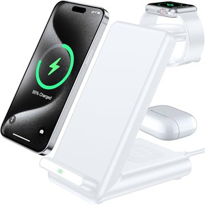 Wireless Charging Station,3 in 1 Charging Stand Made for Apple Watch Ultra 11 10 9 8 7 6 SE 5 4 3,Fast Wireless Charger Made for iPhone 17/Air/16/15/