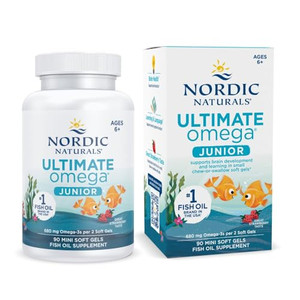 Nordic Naturals Ultimate Omega Jr., Strawberry - 90 Mini Soft Gels - 680 Total Omega-3s with EPA & DHA - Brain Health, Mood, Learning - Non-GMO - 45