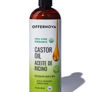 Offernova Castor Oil 16 OZ- Aceite de Ricino - Cold Pressed 100% Pure, Certified Organic, Hexane Free for Eyelashes, Eyebrows, Frizzy, Hair Growth Wo