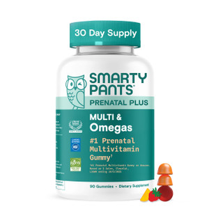 SmartyPants Prenatal Multivitamin Gummies - Improved Formula: Omega 3 (DHA/EPA), Methylfolate, Biotin, Vitamin D3, C, Vitamin B12, B6, Vitamin A, K &