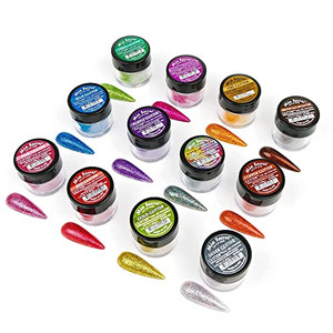 Mia Secret GLITTER Acrylic Powder Collection (12 pc) Nail Art Powder Collection with 12 unique colors MADE IN USA