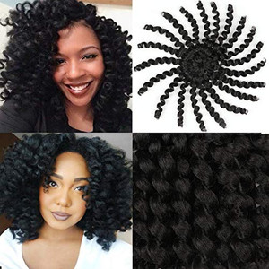 6 Pcs Jumpy Afro Kinky Twist Crochet Braid Natural Black Jamaican Bounce Synthetic Braiding Hair Extension 8 Inch 20 Strands 1B