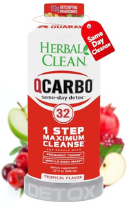 Herbal Clean Qcarbo32 Same-Day Detox Cleanse Drink (32 fl oz) - Tropical Flavor Full Body Cleanse* Detox Drink for Moderate Toxin Level*, Vitamin B2