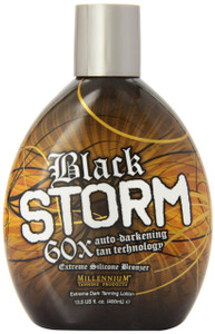 Millennium Tanning Black Storm 60x Tanning Lotion Auto-Darkening Tan Technology Extreme Silicone Bronzer for Indoor and Outdoor Tan 13.5 fl. oz.