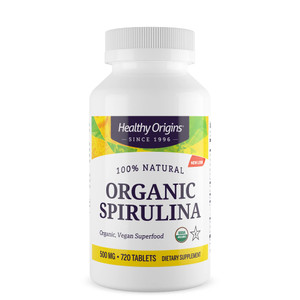 Healthy Origins Organic Spirulina 500 Mg (Organic Certified, Kosher Certified, Natural, Non-GMO, Gluten Free, Vegan Superfood), 720 Tablets