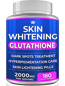 Glutathione Whitening Pills - 180 Capsules 2000mg Glutathione - Effective Skin Lightening Supplement - Dark Spots, Melasma & Acne Scar Remover, Hyper