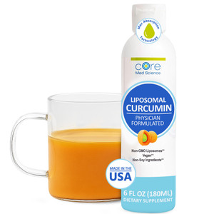 Core Med Science Liposomal Curcumin Liquid Turmeric Supplement, 6 Fl Oz - High Absorption Health Support for Adults - Turmeric Liquid Drops That Prom