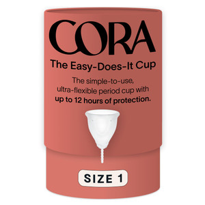 Cora Menstrual Period Cup | Comfortable, Easy To Use | Soft, Medical Grade Silicone | Flexible Fit | Leak Protection, Foldable, Sustainable, Reusable