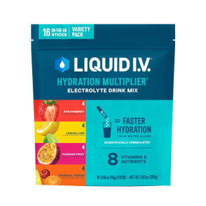Liquid I.V.® Hydration Multiplier - Variety Pack - Lemon Lime, Passion Fruit, Strawberry, Tropical Punch | Electrolyte Powder Drink Mix | 1 Pack (16