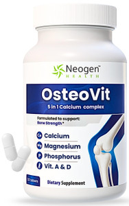 OsteoVit 5-in-1 Calcium 120 tabs Multivitamin: Calcium, Magnesium, Phosphorus, Vitamin D3 & A - Bone Strength & Flexibility*, Non-GMO Gluten Free | C