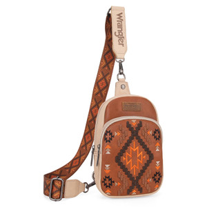 Wrangler Aztec Sling Bag For Women Small Crossbody Backpack Fanny Pack Chest Bags Purse for Travel Hiking WG2214-210BR