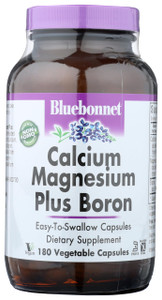 Bluebonnet Calcium Magnesium Plus Boron Vegetarian Capsules, Off-White, 180 Count