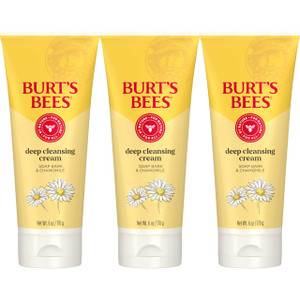 Burt's Bees Face Wash, Deep Facial Cleansing Cream, College Back to School Dorm Essentials, All Natural Cleanser with Chamomile, 6 Ounce (Pack of 3)