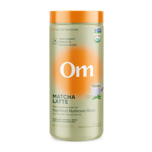 OM MUSHROOM SUPERFOOD Matcha Latte Blend  Green Tea Mushroom Powder with Lions Mane, Reishi, Chaga & Turkey Tail  Focus, Calm & Stress Support  8