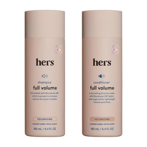 hers Full Volume Shampoo & Conditioner Set - Biovolume 128 & Biotin Formula - Volumizing, Shine-Boosting Hair Care - Paraben-Free - Coastal Cedar Cit
