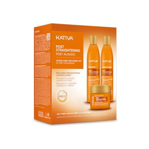 KATIVA Brazilian Post Straightening Treatment Kit, Shampoo, Conditioner & Mask, Keraliss Complex with Vegetal Keratin & Hyaluronic Acid, Helps Prolon