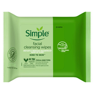 Simple Kind to Skin Cleansing Facial Wipes, 25 Count (Pack of 6)