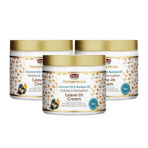 African Pride Moisture Miracle Coconut Oil & Baobab Oil Leave-In Cream - Provides Intense Moisture & Helps Repair Natural Coils & Curls, Hydrates & S