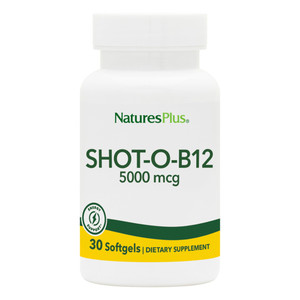 NaturesPlus Shot-O-B12 - 30 Softgels - 5000 mcg - Supports Energy & Immune Health - Gluten Free - 30 Servings