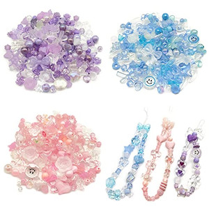 JANMIN 300 Grams Beads Charms Pendants, 3 Colors Assorted Acrylic Beads Charms for Jewelry Making Bracelet Necklace Earrings Bangles, DIY Art Craft