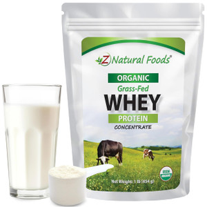 Z Natural Foods Organic Whey Protein Concentrate - Nutrient-Dense Grass Fed Whey Protein Powder - Cold Processed Pure Whey Protein with Essential Ami