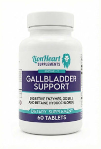 LionHeart Supplements - Gallbladder Supplements - With 30mg ox bile for no gallbladder (per serving) - 100mg Betaine Hydrochloride - 7 Digestive Enzy