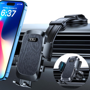 YRU [2026 Ultimate Car Phone Holder Mount [Bendable & Adjustable Aluminum Arm] Cell Phone Holder for Car Dashboard Windshield Phone Stand for iPhone