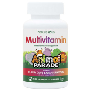 NaturesPlus Animal Parade Children's Chewable Multivitamin - 180 Animal-Shaped Tablets - Natural Assorted Flavors - Vegetarian, Gluten Free - 90 Serv