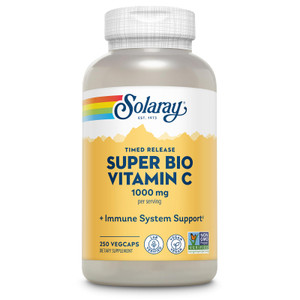 SOLARAY Super Bio Vitamin C 1000mg, Buffered, Two-Stage Timed Release with Bioflavonoids, Immune Support Supplement, High Absorption, Vegan, 60-Day G