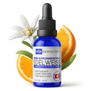 Skin Perfection Edelweiss Natural Derived Plant Antioxidant Extract Potent Anti-Aging Vitamin C Hydration Younger-Looking Skin Easy Add Dropper Make